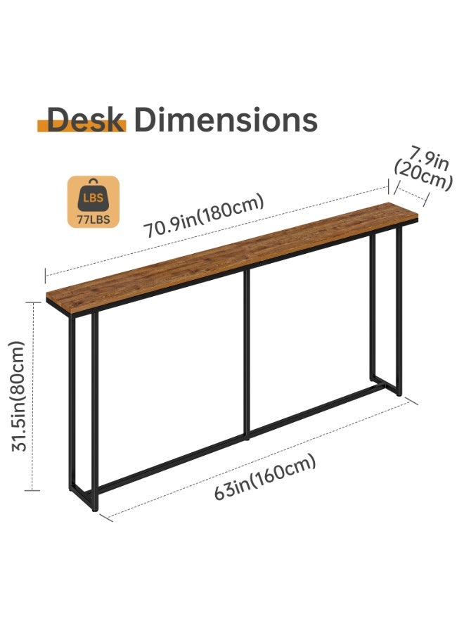 Solerconm Industrial Console Table 180 cm Long Narrow for Sofa – Entryway Table for Hallway and Living Room – Sturdy, Stable and Easy to Assemble - Image 2